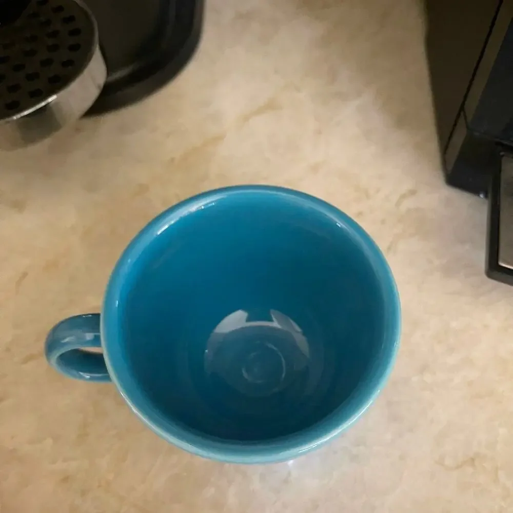 Fiesta ware teacup peacock blue retired color. Great for Hot chocolate